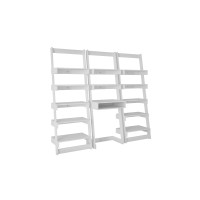 Manhattan Comfort 3-2021AMC6 3 Piece Carpina Home Floating Ladder Shelf Office Desk in White 